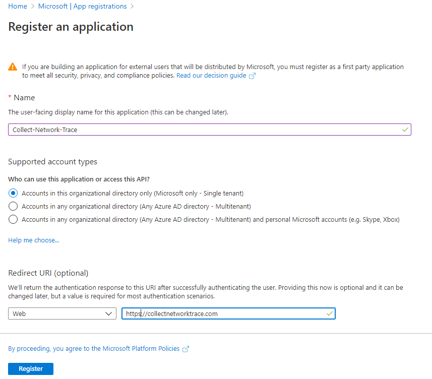 Register an Active Directory Application